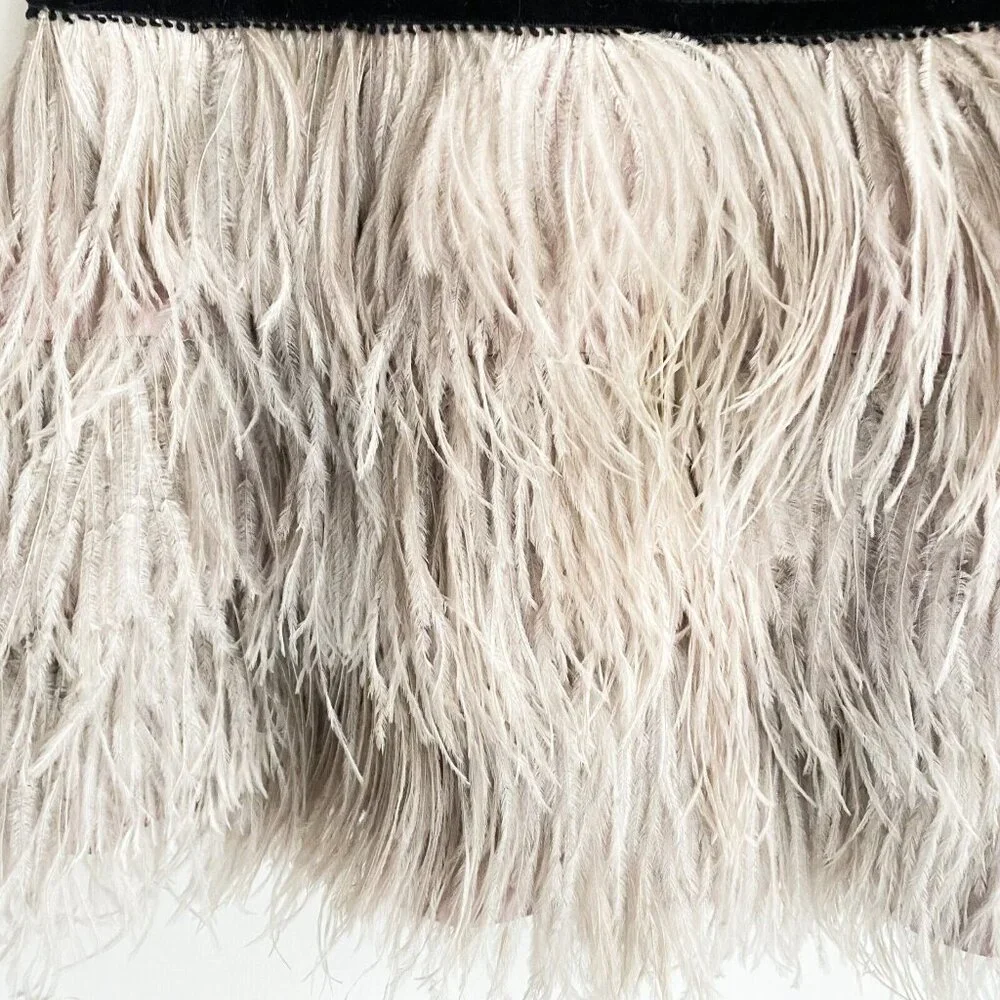 Brose Grey Silk Ostrich Feathers Short Sleeveless Cocktail Dress 6 - Picture 4 of 9